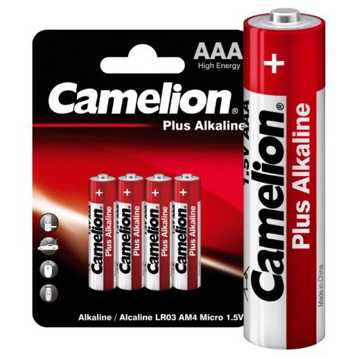 Изображение Элемент питания алкалиновый AAA/LR03 1.5В Plus Alkaline LR03-BP4 BL-4 (блист.4шт) Camelion 7369