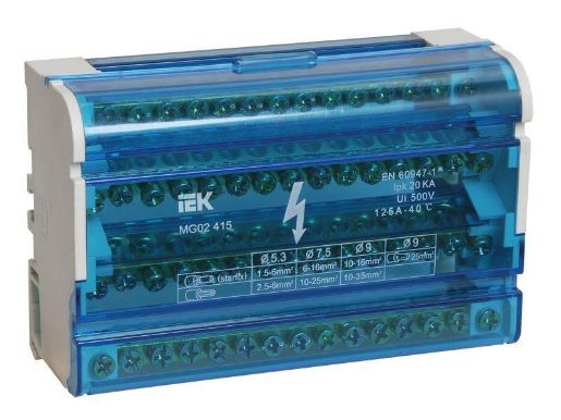 Изображение Шина на DIN-рейку в корпусе (кросс-модуль) ШНК 4х15 3L+PEN IEK YND10-4-15-125