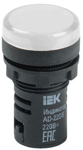 Изображение Лампа светосигнальная AD22DS d22мм 230В AC бел. IEK BLS10-ADDS-230-K01