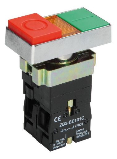 Изображение Кнопка LAY5-BW8465 "I-O" сдвоенная c подсв. IEK BBD40-BW-K51