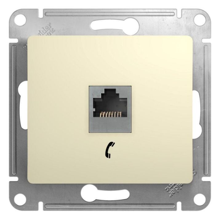 Изображение Розетка телефонная 1-м СП Glossa RJ11 механизм беж. SE GSL000281T