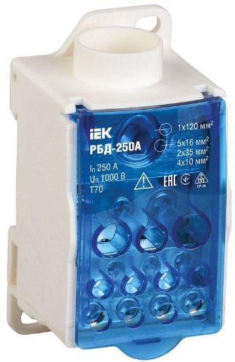 Изображение Блок распределительный на DIN-рейку РБД-250А IEK RBD-250