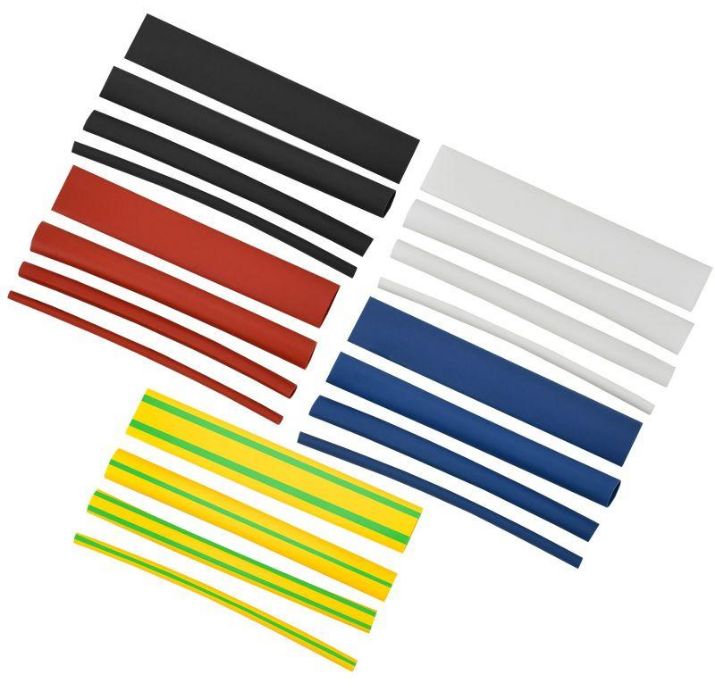 Изображение Набор трубок термоусадочных тонкостен. ТТУ 2/1; 4/2; 6/3; 8/4 (ЖЗ; С; К; Ч) 20х8см разноцвет. IEK UDRS-D2-D8-10-1