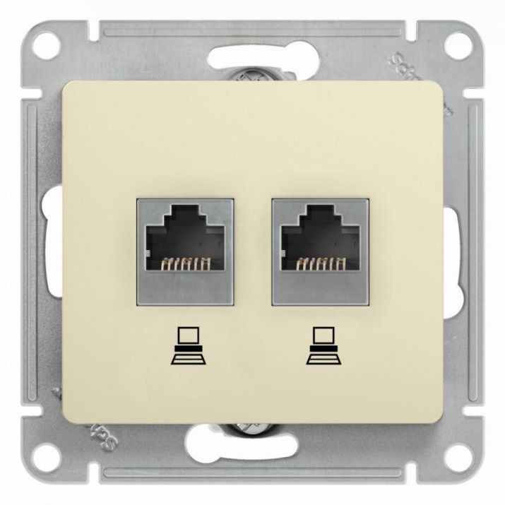 Изображение Розетка компьютерная 2-м Glossa RJ45 кат.5E механизм беж. SE GSL000285KK