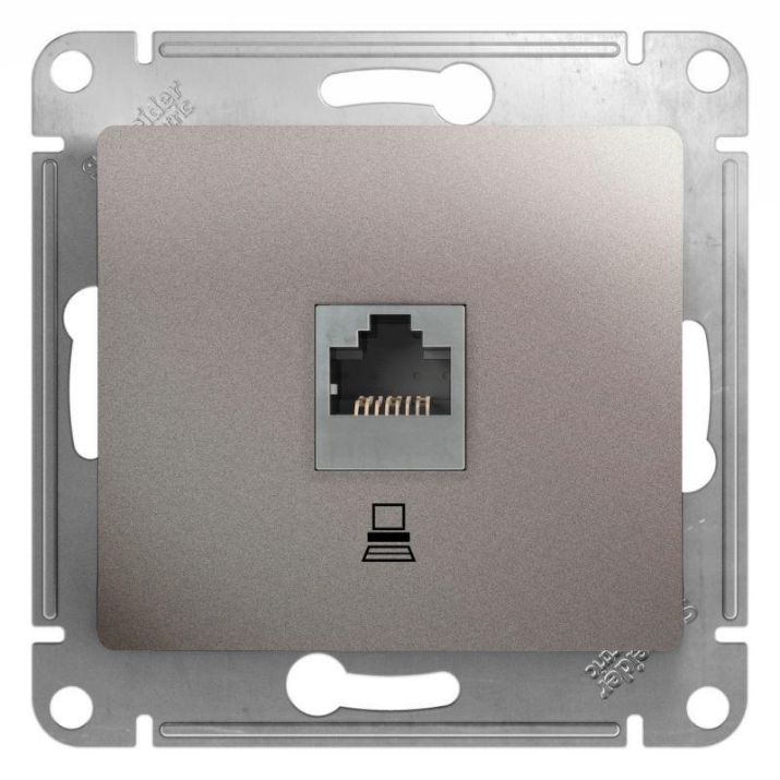 Изображение Розетка компьютерная 1-м Glossa RJ45 кат.5E механизм платина SE GSL001281K