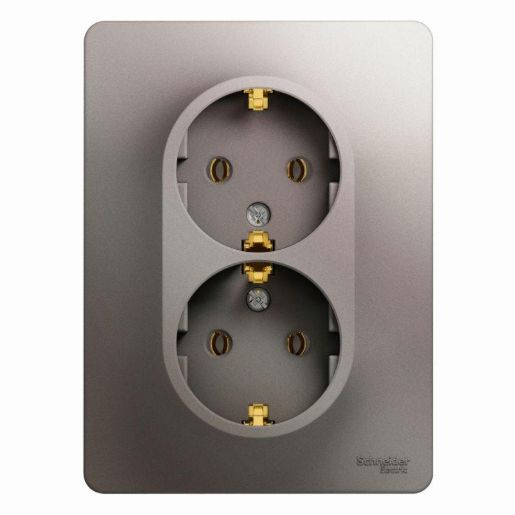 Изображение Розетка 2-м СП Glossa 16А IP20 250В с заземл. в сборе платина SE GSL001224