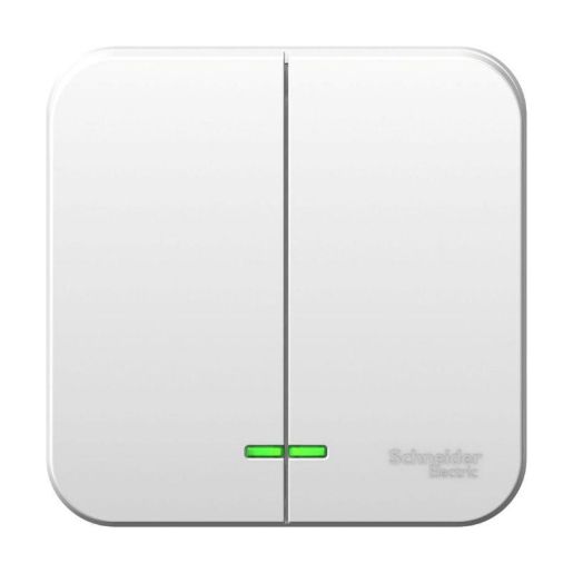 Изображение Выключатель 2-кл. ОП Blanca 10А IP20 (сх. 5) 250В с подсветкой с изолир. пластиной бел. SE BLNVA105111