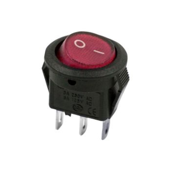 Изображение Выключатель клавишный круглый 250В 3А (2с) ON-OFF Micro RWB-105 SC-214 красн. Rexant 36-2511