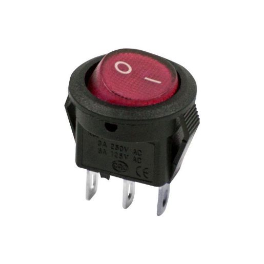 Изображение Выключатель клавишный круглый 250В 3А (2с) ON-OFF Micro RWB-105 SC-214 красн. Rexant 36-2511