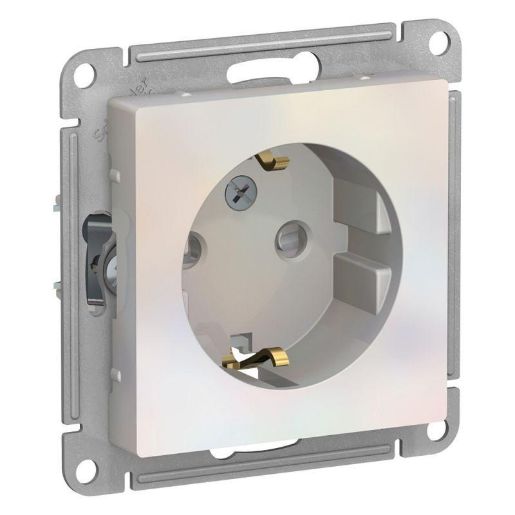 Изображение Розетка 1-м СП AtlasDesign 16А IP20 с заземл. защ. шторки механизм жемчуж. SE ATN000445