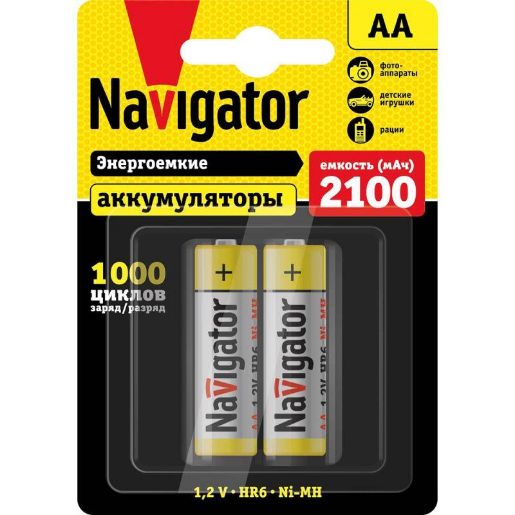 Изображение Аккумулятор AA/HR6 94 463 NHR-2100-HR6-BP2 (блист.2шт) Navigator 94463