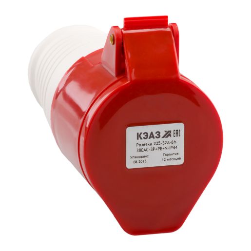 Изображение Розетка кабельная 215 16А 380AC 3P+PE+N 6ч IP44 КЭАЗ 222751