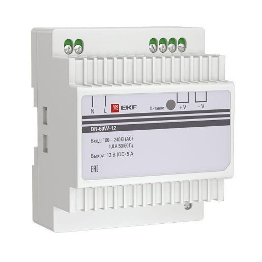 Изображение Блок питания 12В DR-60W-12 PROxima EKF dr-60w-12