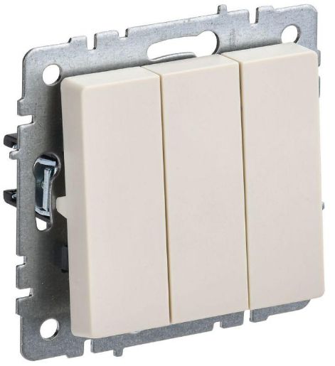 Изображение Выключатель 3-кл. СП BRITE ВС10-3-0-БрКр 10А беж. IEK BR-V30-0-10-K10