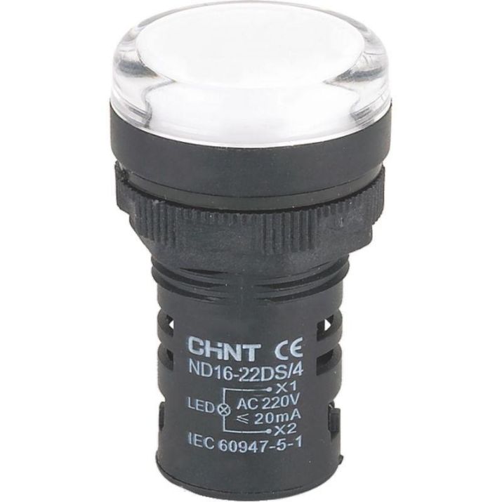Изображение Индикатор ND16-22DS/2 бел. AC/DC 24В (R) CHINT 592936