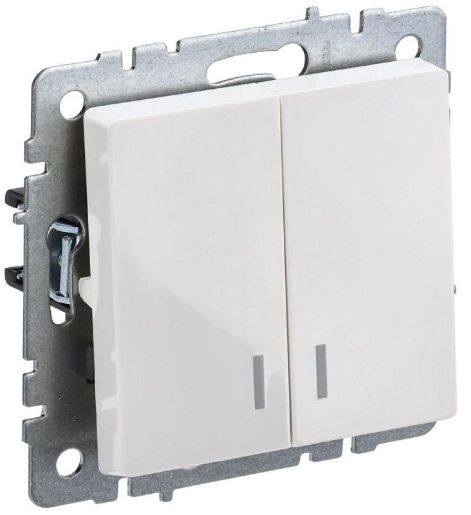 Изображение Выключатель 2-кл. СП BRITE ВС10-2-1-БрБ 10А с инд. бел. IEK BR-V20-1-10-K01