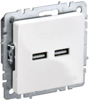 Изображение Розетка BRITE USB A+A 3.1А РЮ10-1-БрБ бел. IEK BR-U21-D31-K01
