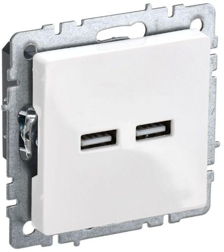 Изображение Розетка BRITE USB A+A 3.1А РЮ10-1-БрБ бел. IEK BR-U21-D31-K01
