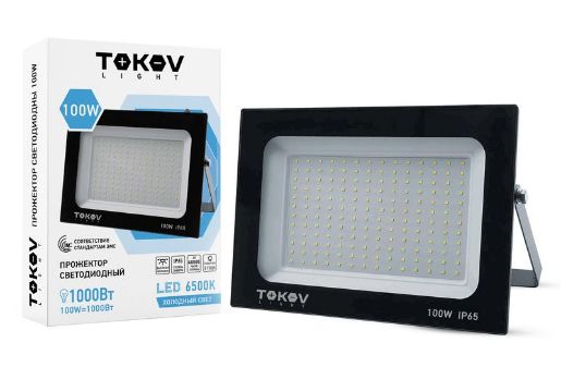 Изображение Прожектор светодиодный 100Вт 6700лм 6500К IP65 черн. (TKL) TOKOV ELECTRIC TKL-FL/LED-100-6.5K-IP65
