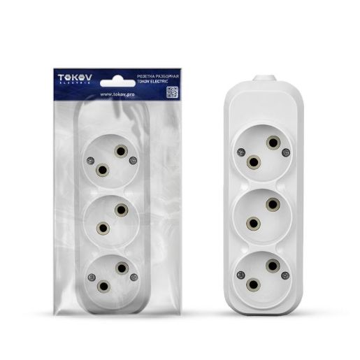 Изображение Колодка удлинителя 3-м 10А без заземл. АБС-пластик бел. TOKOV ELECTRIC TKE-C01-KU3