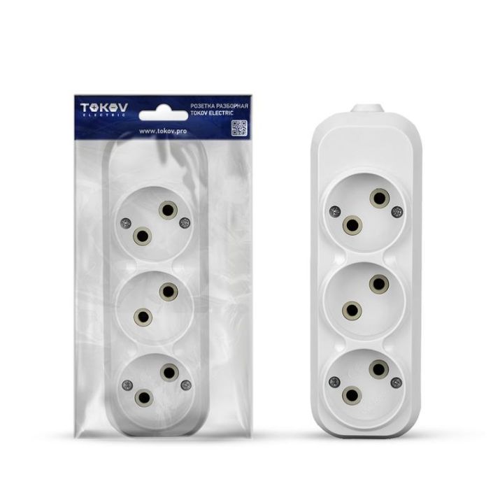 Изображение Колодка удлинителя 3-м 10А без заземл. АБС-пластик бел. TOKOV ELECTRIC TKE-C01-KU3