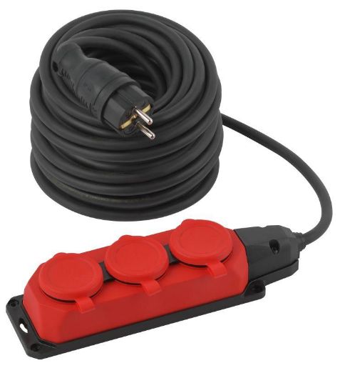 Изображение Удлинитель силовой UK-3e-3x1.5-30m-IP44(KG) с заземлением 3 розетки каучук 30м КГ 3х1.5кв.мм IP44 Эра Б0057582