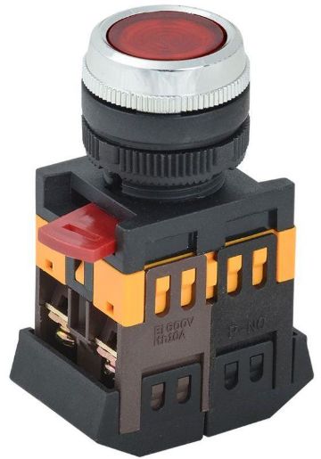 Изображение Кнопка ABLFS-22 d22мм 1з+1р 240В неон кр. IEK BBT30-ABLFS-K04
