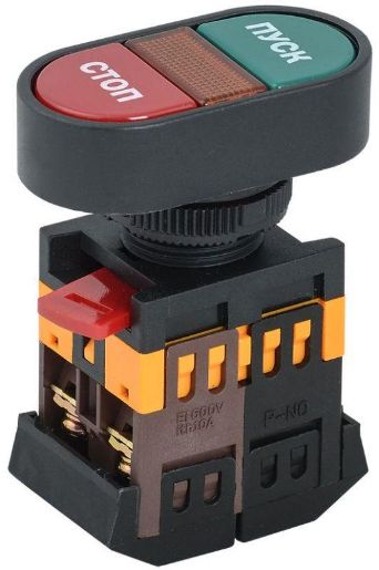 Изображение Кнопка APBB-22N "Пуск-Стоп" d22мм 1з+1р 240В неон IEK BBD11-APBB-K51
