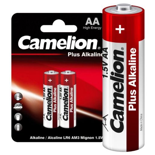 Изображение Элемент питания алкалиновый AA/LR6 1.5В Plus Alkaline LR6-BP2 BL-2 (блист.2шт) Camelion 1652