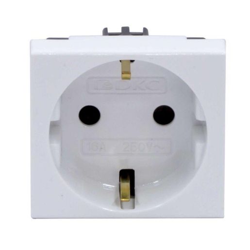 Изображение Розетка 1-м 2мод. Viva 16А IP20 2P+E с заземл. защ. шторки бел. DKC 45005