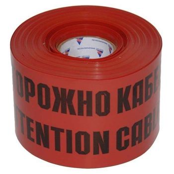 Изображение Лента сигнальная ЛСЭ-250мм "Осторожно кабель" красн./черн. (рул.100м) Протэкт 8273