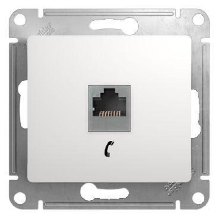 Изображение Розетка телефонная 1-м СП Glossa RJ11 механизм бел. SE GSL000181T