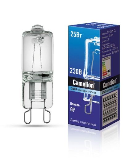 Изображение Лампа галогенная 25Вт капсула G9 3000К 240В прозр. Camelion 5845