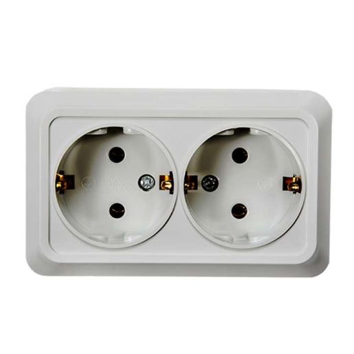 Изображение Розетка 2-м BOLLETO с заземл. накл. 7128 бел. ASD / IN HOME 4680005959839