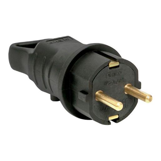 Изображение Вилка угловая 16А 2P+PE 230В IP44 с кольцом каучук Basic EKF RPS-017-16-230-44