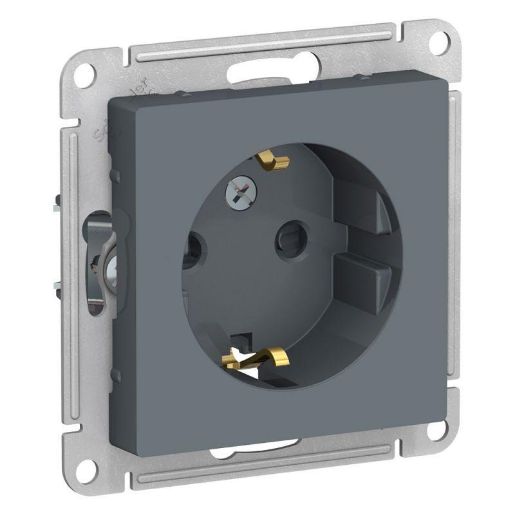 Изображение Розетка 1-м СП AtlasDesign 16А IP20 с заземл. защ. шторки механизм грифель SE ATN000745