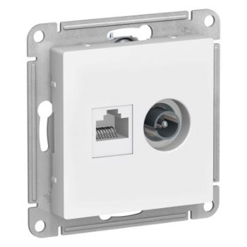 Изображение Розетка компьютерная + телевизионная 2-м AtlasDesign RJ45 кат.5E + TV механизм бел. SE ATN000189