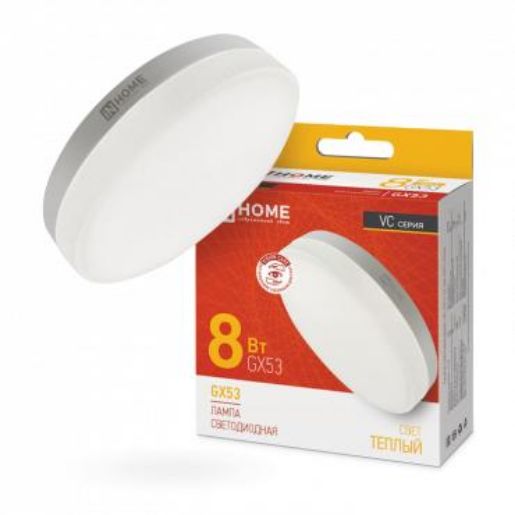 Изображение Лампа светодиодная LED-GX53-VC 8Вт таблетка 3000К тепл. бел. GX53 760лм 230В IN HOME 4690612020723