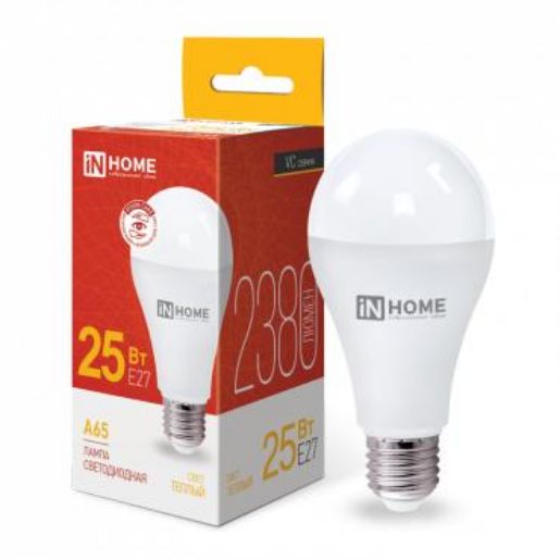 Изображение Лампа светодиодная LED-A70-VC 25Вт грушевидная 3000К тепл. бел. E27 2380лм 230В IN HOME 4690612024066