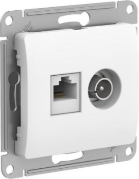 Изображение Розетка компьютерная + телевизионная 2-м Glossa RJ45 кат.5E + TV механизм бел. SE GSL000189
