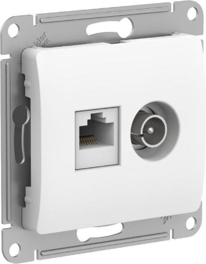Изображение Розетка компьютерная + телевизионная 2-м Glossa RJ45 кат.5E + TV механизм бел. SE GSL000189