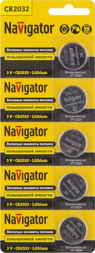 Изображение Элемент питания литиевый CR2032 94 765 NBT-CR2032-BP5 (блист.5шт) Navigator 94765