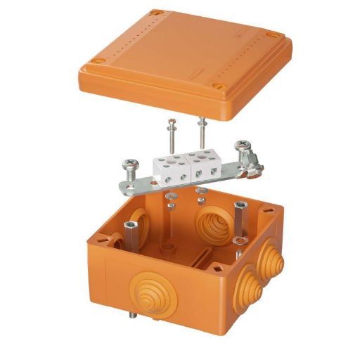 Изображение Коробка ответвительная FS 100х100х50мм 4р 450В 6А 4кв.мм с каб. вводами и клеммн. IP55 пластик. DKC FSB11404