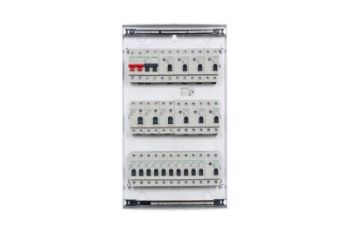 Изображение Бокс навесной ОП Easy9 3 ряда 12мод IP40 IK07 80А 2 клеммы с бел. дверцей SE EZ9E312P2SRU
