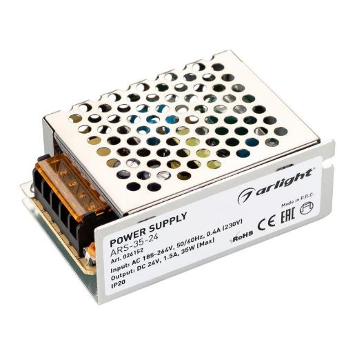 Изображение Блок питания ARS-35-24 24В 1.5А 35Вт IP20 сетка 2 года Arlight 026152
