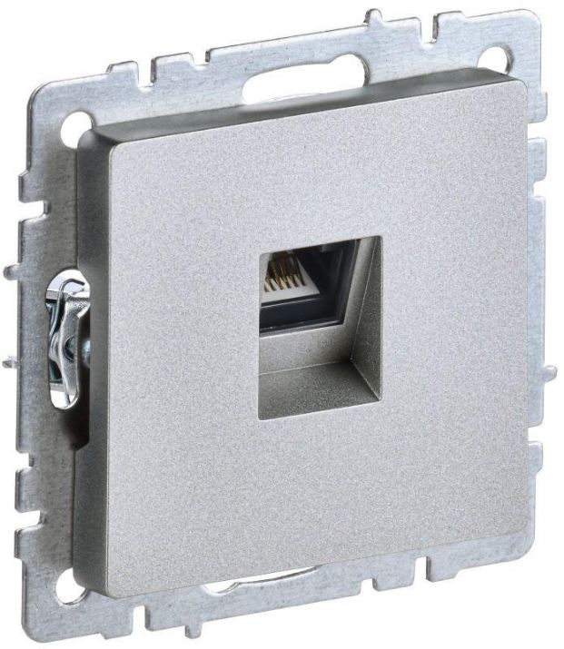 Изображение Розетка компьютерная СП RJ45 кат.5E BRITE РК10-БрА алюм. IEK BR-K10-1-K47
