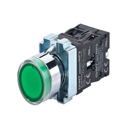 Изображение Кнопка управления NP2-BW3365 1НО+1НЗ зел. AC/DC 230В(LED) IP40 CHINT 574268