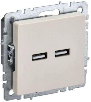 Изображение Розетка BRITE USB A+A 3.1А РЮ10-1-БрКр беж. IEK BR-U21-D31-K10
