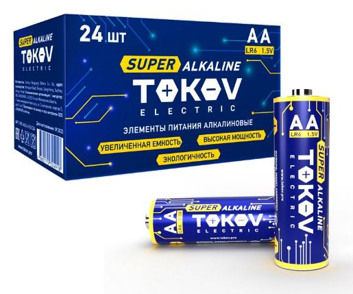 Изображение Элемент питания алкалиновый LR6/AA (уп.24шт) TOKOV ELECTRIC TKE-ALS-LR6/C24