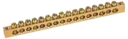 Изображение Шина NO-122-07 PEN "земля-ноль" 6х9мм 16/2 с креплениями по краям латунь ЭРА Б0047221